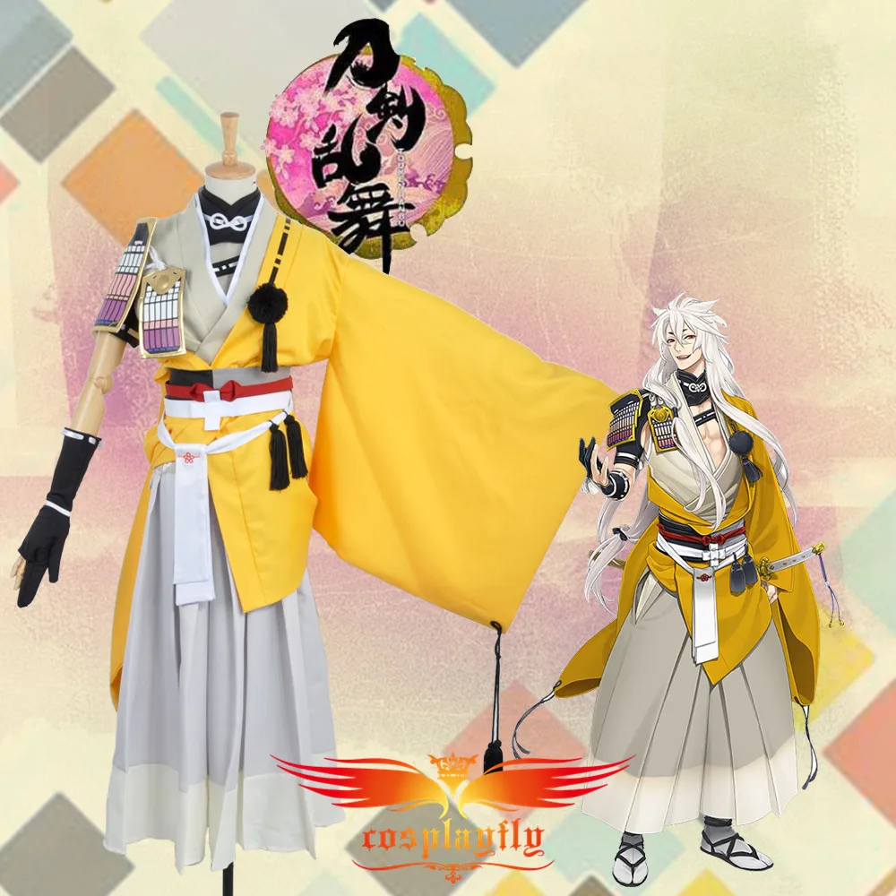 Хит Webgame Touken Ranbu Kogitsunemaru наряд для взрослых желтый костюм косплея парик косичка и