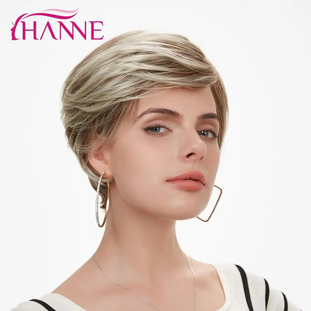 HANNE, короткие синтетические волосы, парики для женщин, кружевной топ, парик, смешанный коричневый и блонд, 613 натуральные парики, косплей парик
