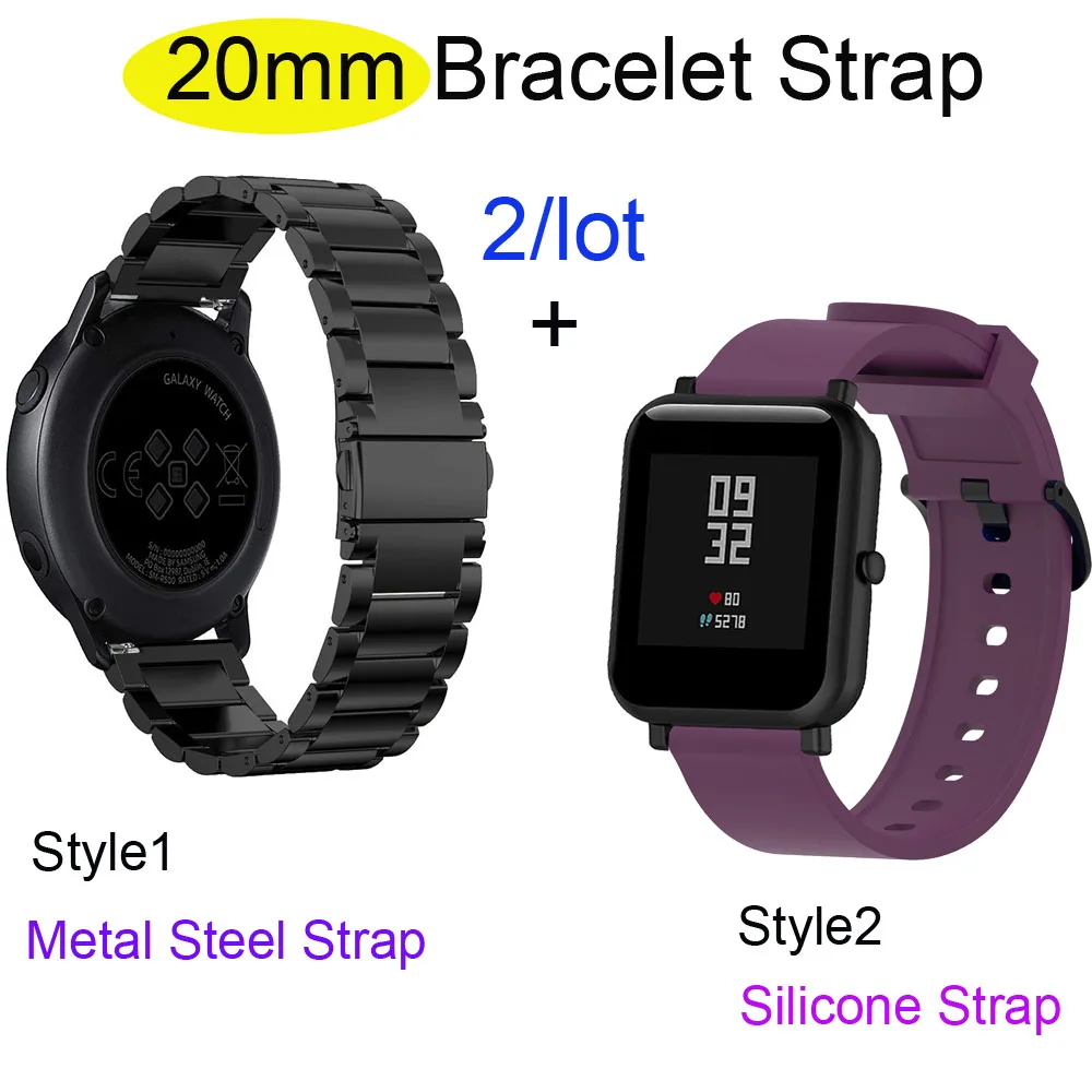 20 мм браслет ремешок для Xiaomi Huami Amazfit Bip часы samsung Galaxy Active S2 S4 Correa Garmin Vivoactive