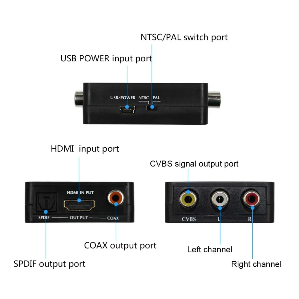 HDMI2AV преобразователь HDMI в AV + Опора аудио конвертера SPDIF коаксиальный NTSC PAL