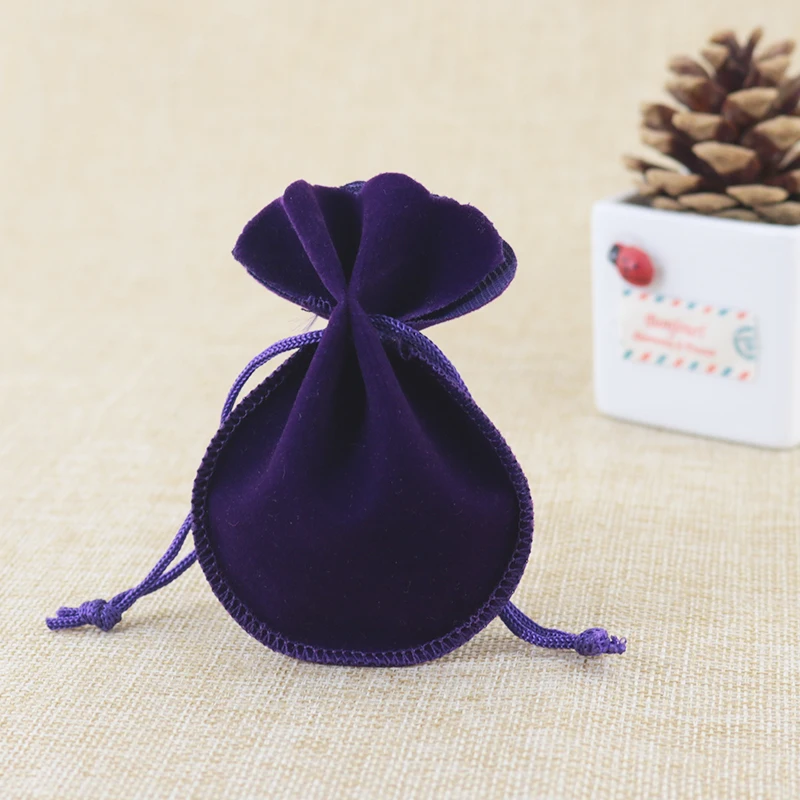 

Top Quality 100pcs/lot 7x9cm Gourd-type Dark Purple Color Velvet Pouches Jewelry Gift Bag Drawstring Pouch Necklace Packaging