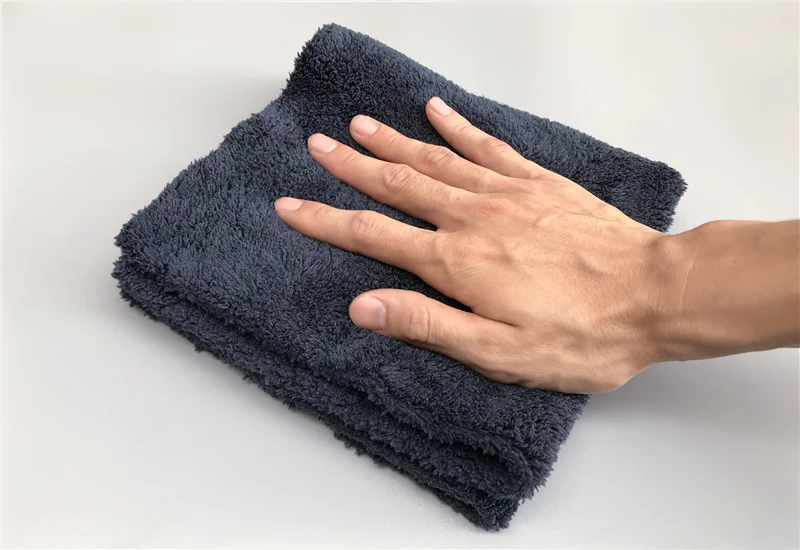 Ultra Thick-Black/Dark Blue Edgeless Microfiber Towel 16"X16" Premium Detailing Cloth For Polishing,Buffing,Car Washing