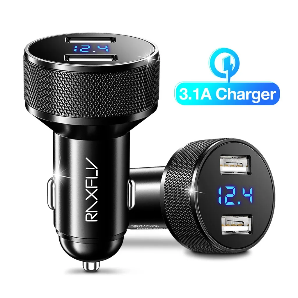 VOBERRY 3.1A двойное автомобильное зарядное устройство USB 2 порта lcd 12-24 V Зажигалка интеллектуальная система зарядки широко совместима