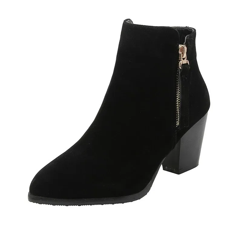 Ботильоны на высоком каблуке Женская Осенняя модная обувь квадратном элегантные