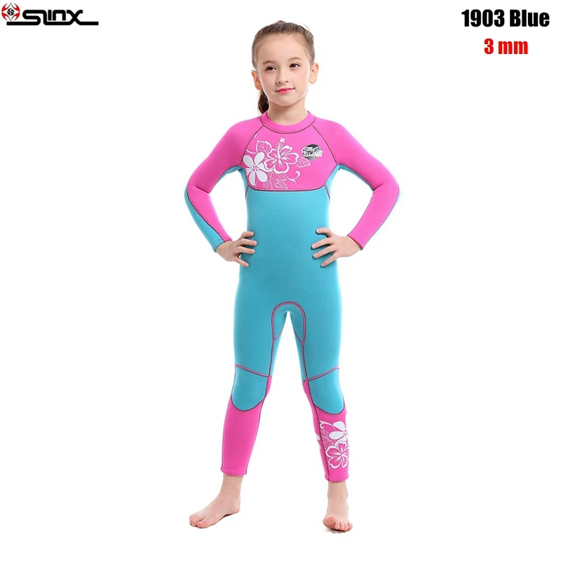 03 Girls Blue 3mm SLINX детский неопреновый купальник Гидрокостюмы детская одежда для плавания с длинным рукавом высокоэластичный гидрокостюм Рашгард для серфинга - Цвет: 03 Girls Blue 3mm