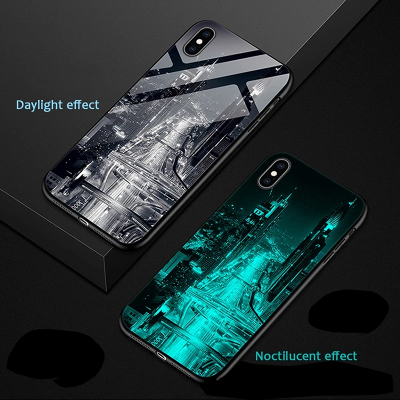 Luminous Tempered Glass Case For Xiaomi redmi Note 5 6 Pro 4 Plus On Mi 8 Lite A1 A2 MAX 3 2 Soft Edge Hard Cover |