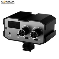 comica ax1 universal microphone audio adapter mixer preamplifier stereo dual mono inputs for canon nikon camera camcorders