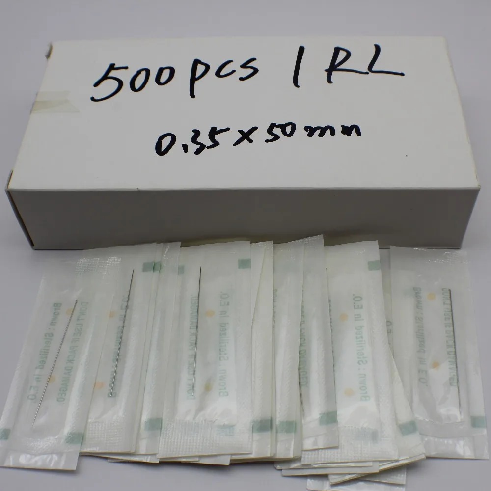 500 шт. 1RL одноразовые традиционные иглы для тату машинок 0 35 мм * 50 Сталь бровей губ