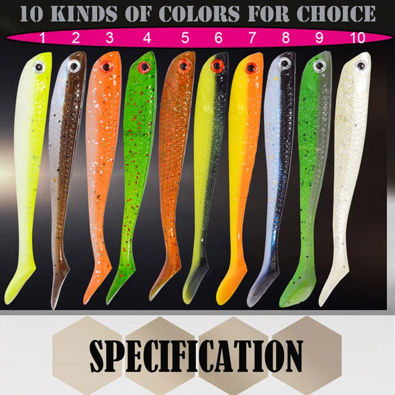 Fishing lures 75mm 2.8g 10pcs Wobblers Lures Easy Shiner Swimbaits Silicone Soft Bait Double Color Carp Artificial Soft Lure