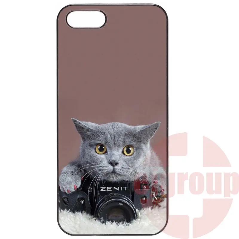 gray cat with a zenit camera For Galaxy Y S5360 Note 3 Neo Ace Nxt Plus On5 On7 On8 2016 Amazon Fire Hard Case |
