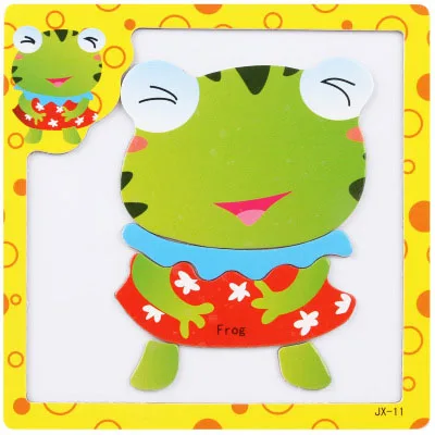 Frog Детские деревянные игрушки 3D Магнитные Головоломки фигуры на доску/Животные познавательные головоломки игрушки для детей творческие Раннее Обучение - Цвет: Frog