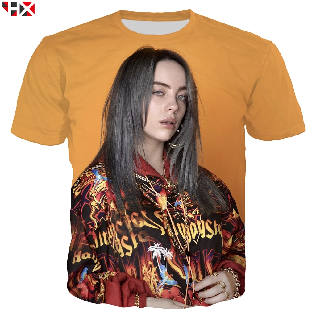 T shirt 2 Популярная звезда певец Билли эйлиш новая мужская футболка с 3D принтом Harajuku унисекс забавные стильные футболки хип хоп X112 - Цвет: T shirt 2