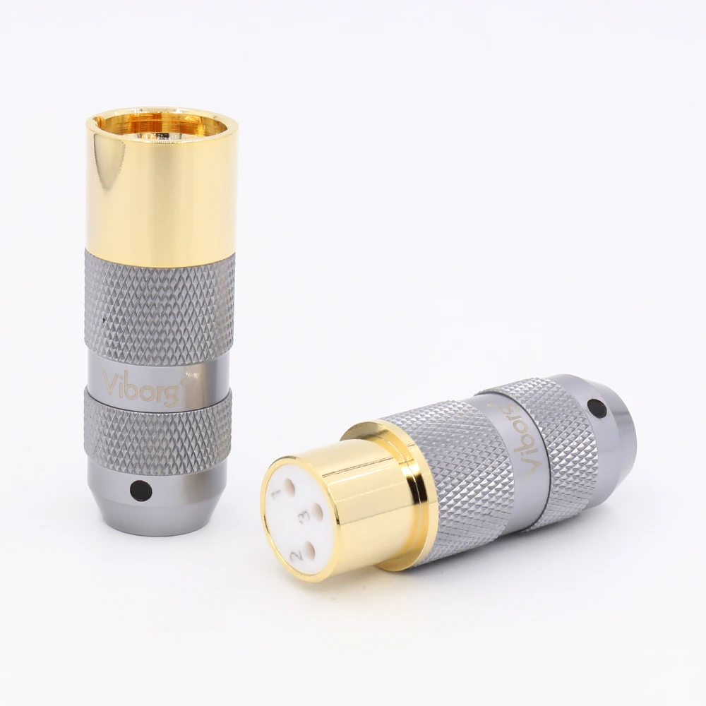 Выборг Чистая медь позолоченный 3 Pin мужской+ Женский XLR Соединительный кабель адаптер для микрофона