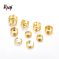 kpop gold stacking ring set wedding engagement jewelry 9 statement midi knuckle ring set valentines gifts for women r3679