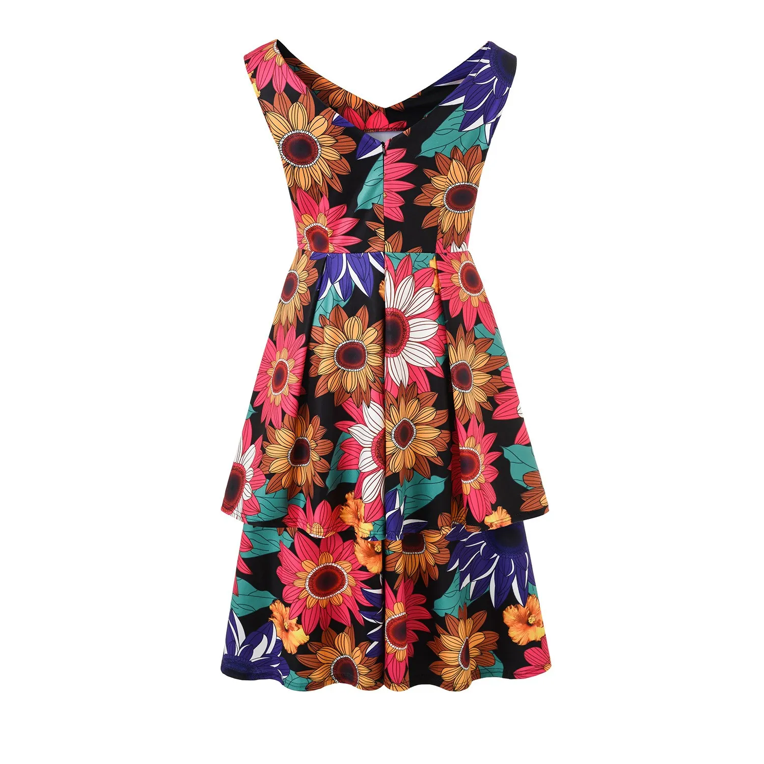 Женское платье миди с v образным вырезом цветочным принтом богемное Каскадное