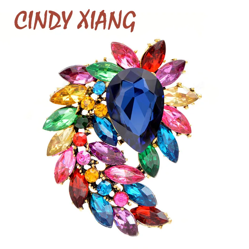 Яркая женская брошь CINDY XIANG элегантное украшение с кристаллами на пальто платье