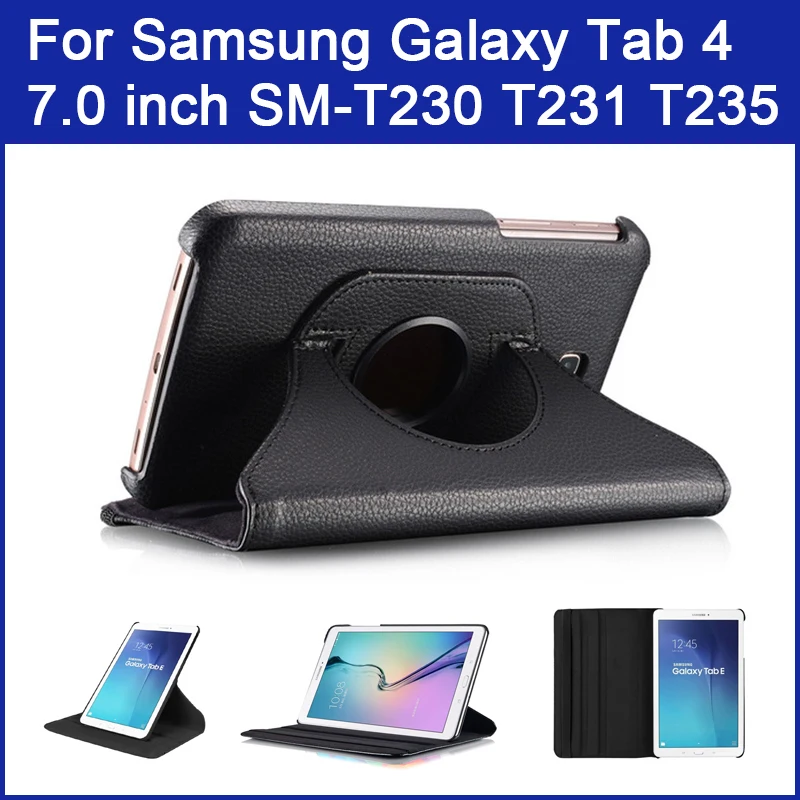SM-T230 SM-T231 чехол для планшета samsung Galaxy Tab 4 7,0 дюймов T230 T231 T235 360 Вращающийся флип-чехол из искусственной кожи