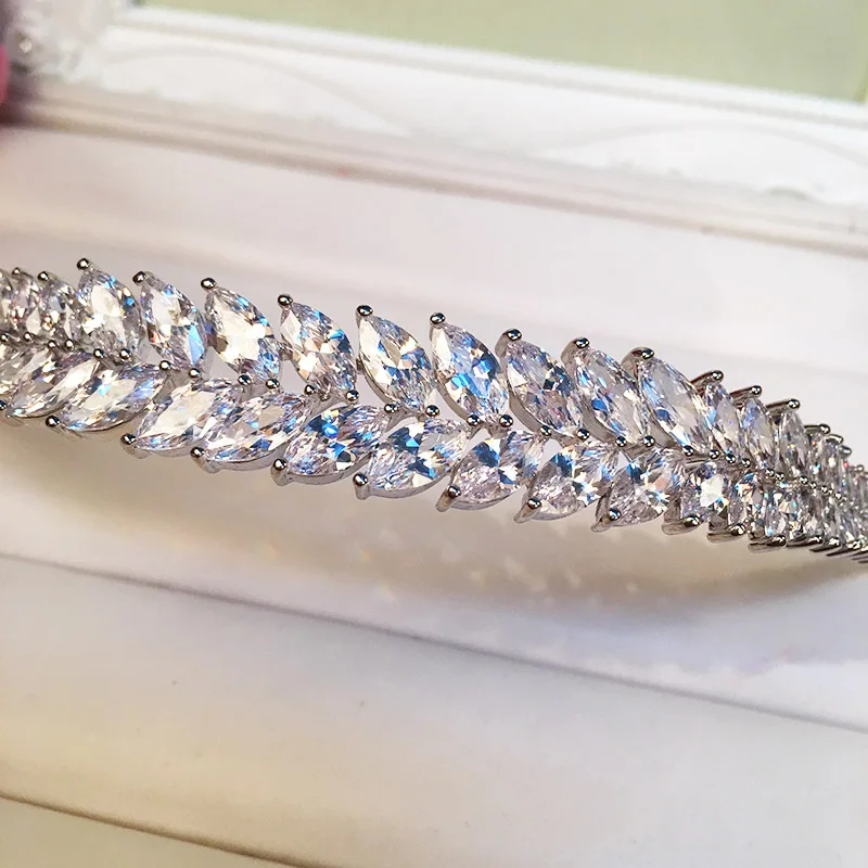 Свадебная Тиара для подружки невесты с листьями из фианита девушек белым