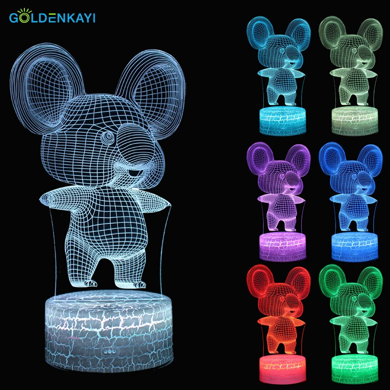 3D Koala светодиодный ночник атмосферная настольная лампа сенсорный выключатель семь цветов для детской спальни Parlour декоративная лампа
