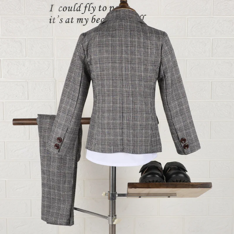 3 шт. клетчатые костюмы для мальчиков Блейзер жилет и брюки|Блейзеры| |