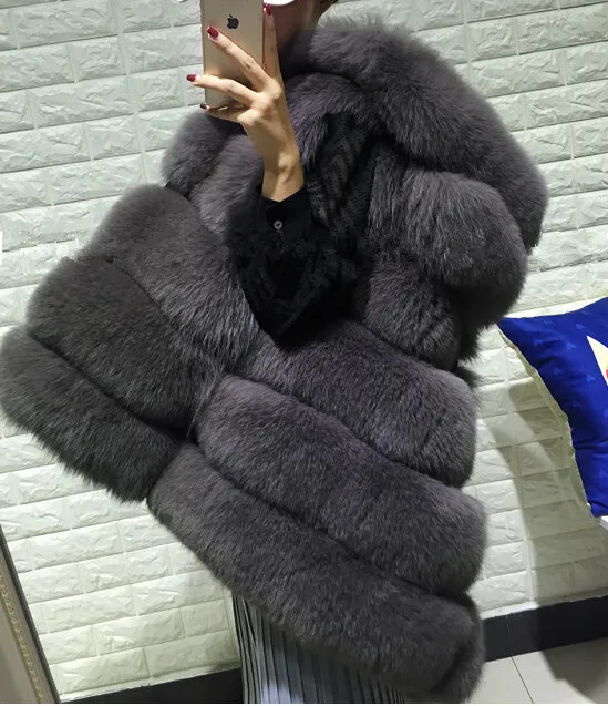 Лучшая Толстая Женская Шуба из натурального Лисьего меха женская шуба куртка с