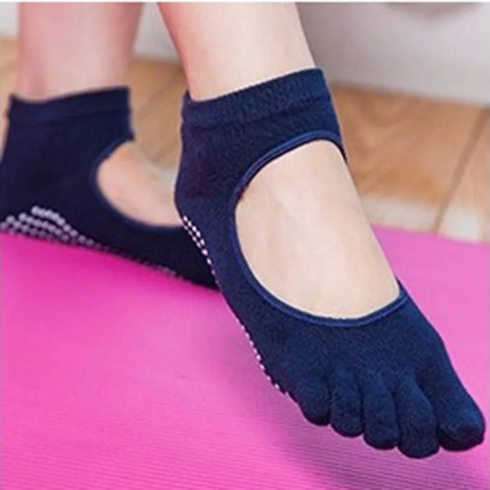 Носки тапочки для женщин носки с пятью пальцами нескользящие без спинки Пилата