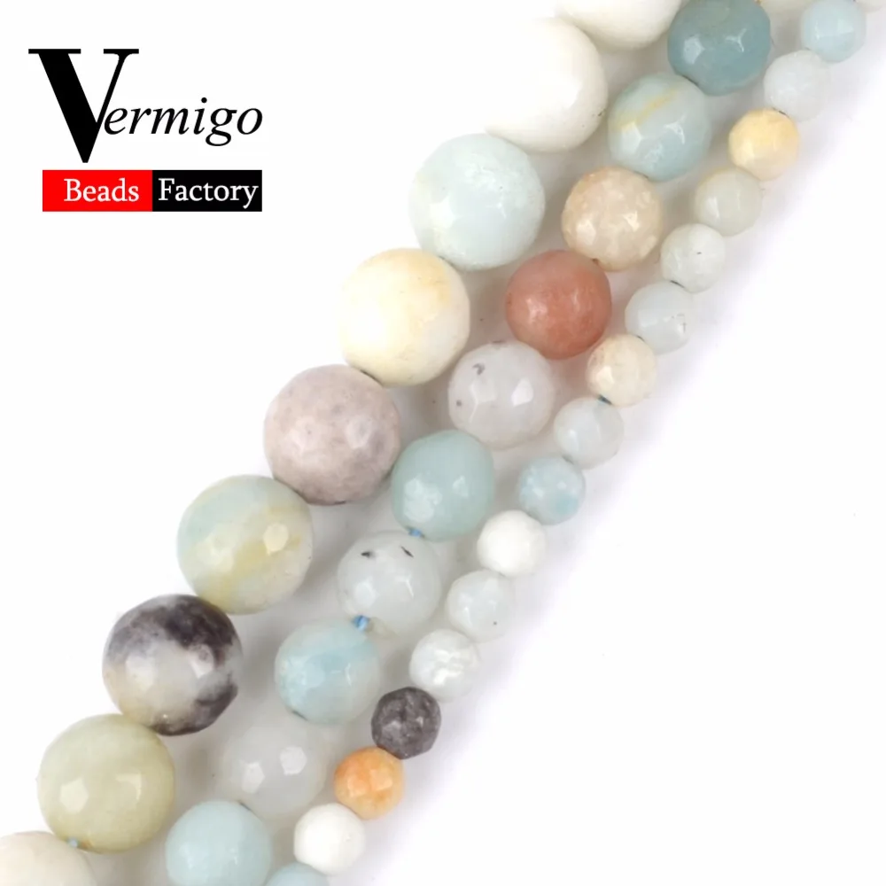 Natural Stone Faceted Amazonite Minerals Beads Loose For Jewelry Making 4 6 8 10mm Diy Bracelet Necklace 15&quot Wholesale | Украшения и