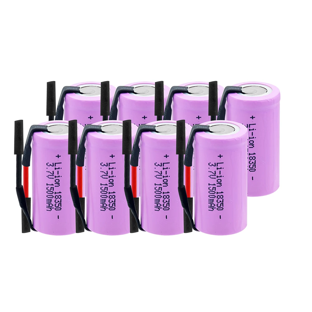 8 Pieces 18350 литий-ионная аккумуляторная батарея 1500mah 3,7 V High Drain 10A для электронных сигарет 18350 Vape литиевые батареи с проводами - Цвет: 8 Pieces