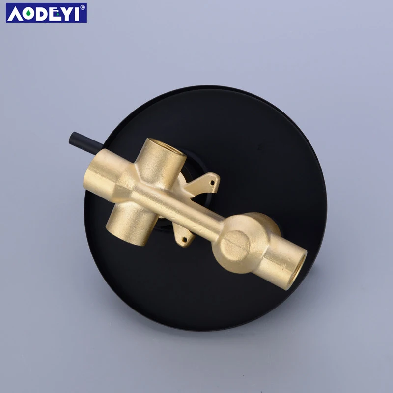 Двухфункциональный матовый черный круглый смеситель для душа AODEYI из твердой