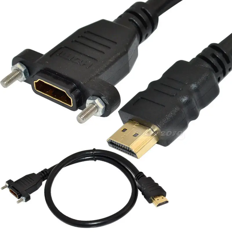 Danspeed 1 м 3 фута HDMI Мужской к женской панелью крепление позолоченный удлинитель HDTV кабель HDMI m/F кабель для аудио