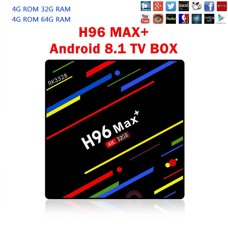 H96 MAX plus 4 Гб 64 ГБ Android 8 1 ТВ приставка RK3328 Четырехъядерный 4G/32G USB 3 0 Smart 4K медиаплеер