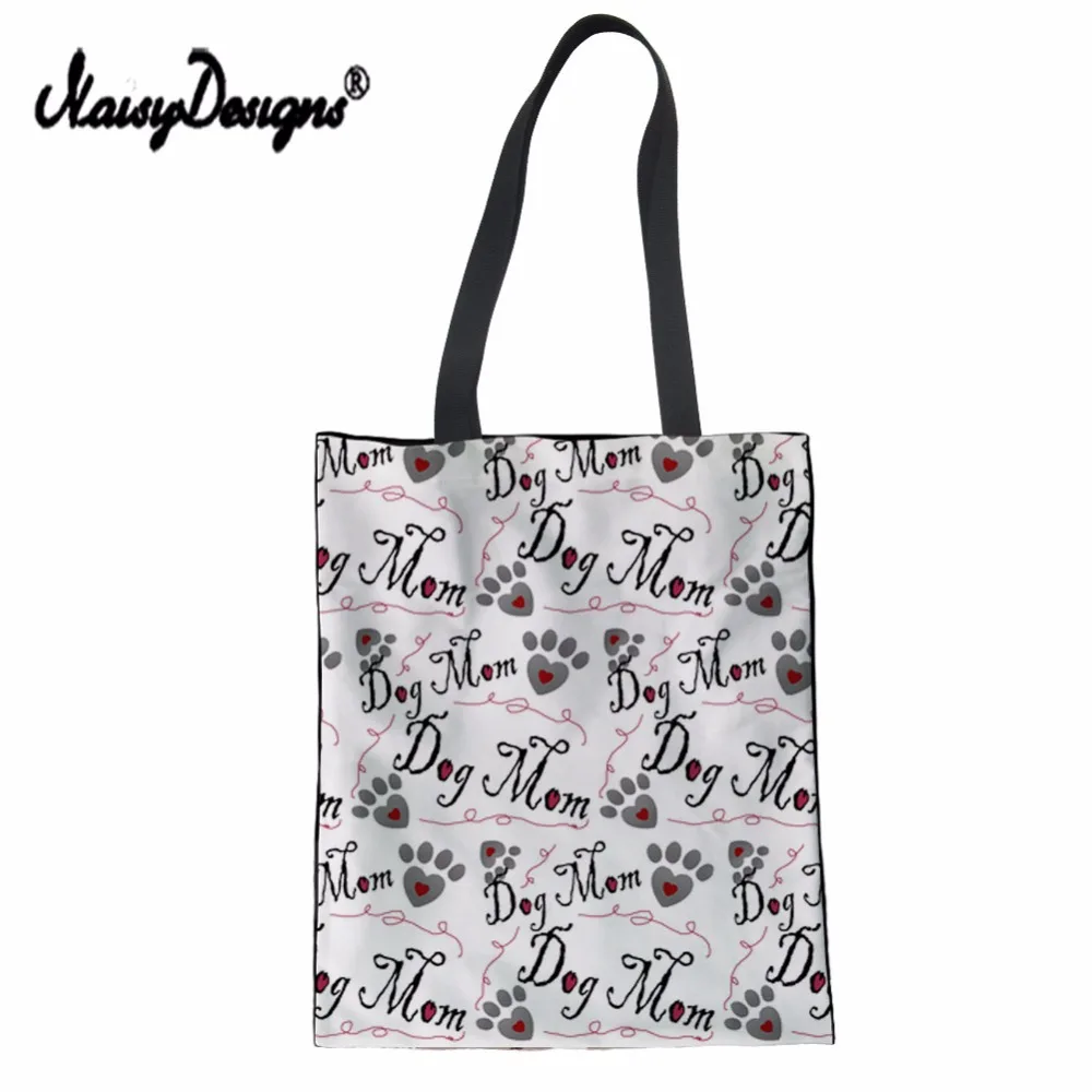 NoisyDesigns Brand Women Dog Bone Paw Print Tote Bag Reusable Sac Shopping Pliable Tissu School Lady Handbag Folding Grocery | Багаж и