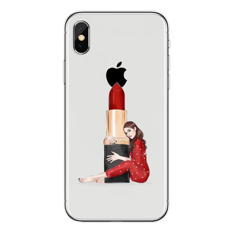 Модный мягкий чехол из ТПУ для iPhone X 10 XS MAX XR 8 7 6 6s Plus прозрачный силиконовый женщин