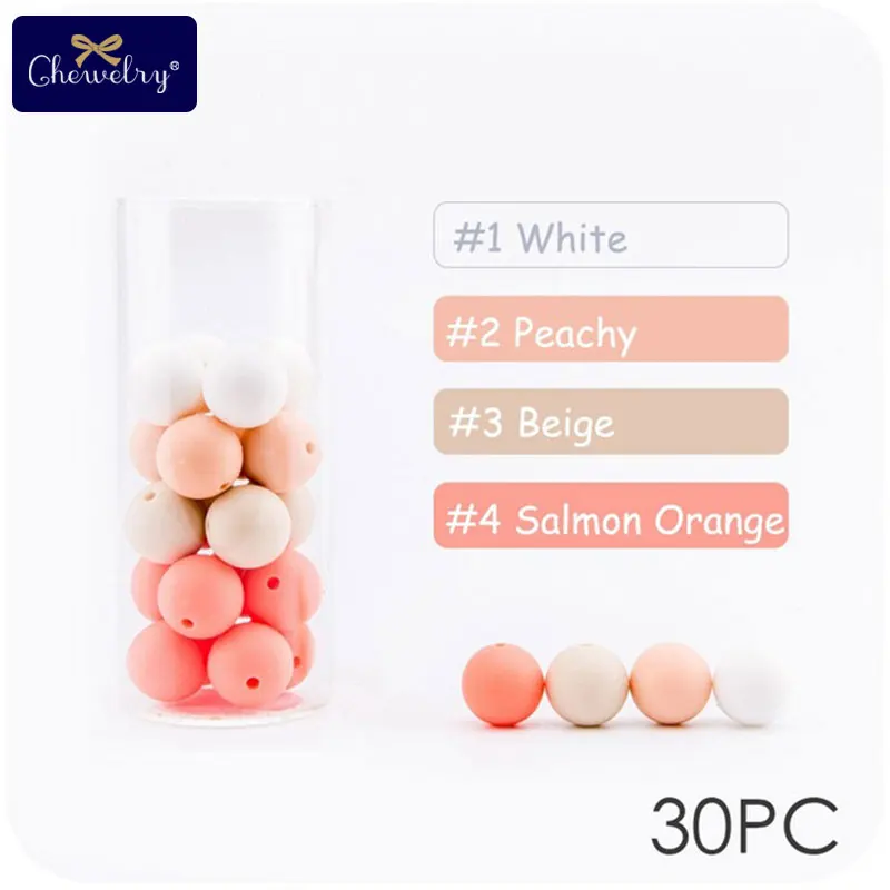 Peachy Series CHEWELRY 30 шт. 12 мм детский силиконовый Прорезыватель для зубов из бусин жемчужный силиконовый пищевой Прорезыватель для зубов DIY браслет для кормления детей - Цвет: Peachy Series