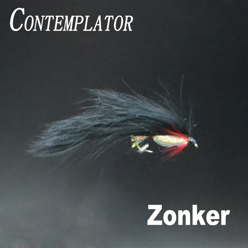 CONTEMPLATOR 4 шт. 10 # Black Zonker Маленькие Приманки для рыбной ловли нахлыстом приманки