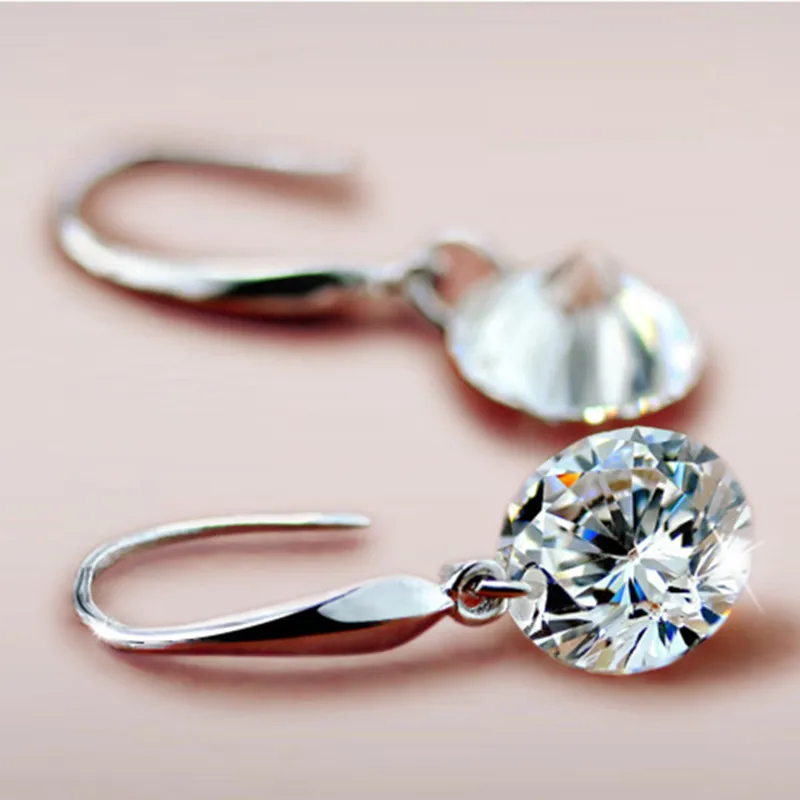 Женские серьги капельки E082 модные с кристаллами из кубического циркония