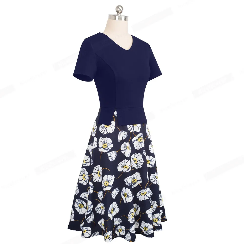 Хорошее-forever Ретро винтажное цветочное пэтчворк пинап для работы vestidos деловые вечерние трапециевидные элегантные женские платья A137