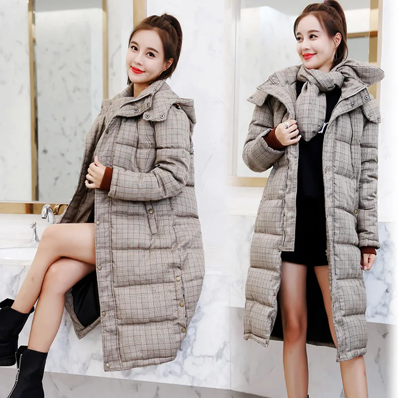 Зимняя куртка Для женщин 2018 средней длины куртки с хлопковой подкладкой большой