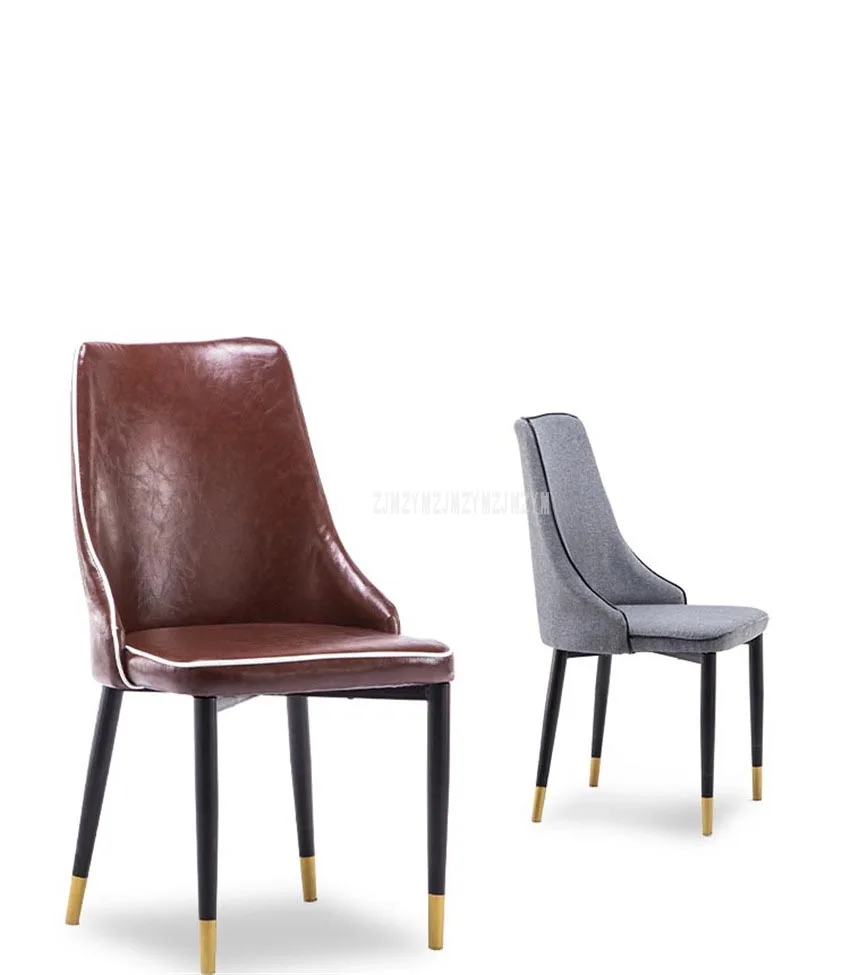 High Quality Modern Simple Oil Wax Leather Dining Chair For Dining Room Living Room Office Reception Chair Soft Seat Cushion
