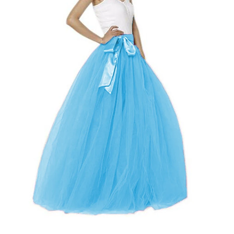 Женская длинная фатиновая юбка с бантом 6 слоев 1 подкладкой|layered tulle|female skirtsskirt maxi |