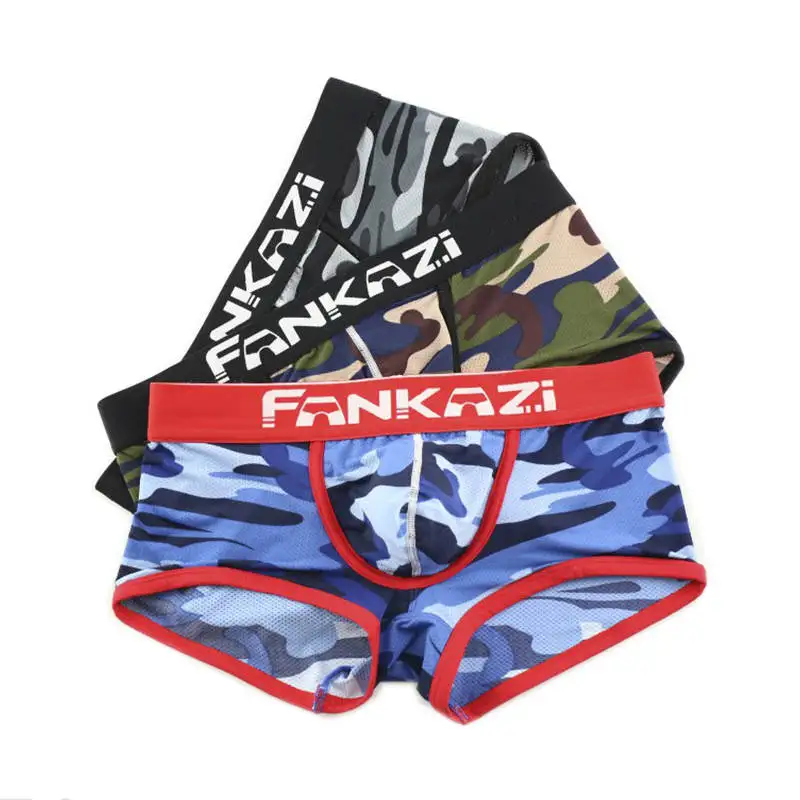 

3 шт./лот, мужское нижнее белье, мужские боксеры шорты камуфляж мужчин u-образной выпуклостью спереди, Cueca трусики летние мужчины нижнее белье...