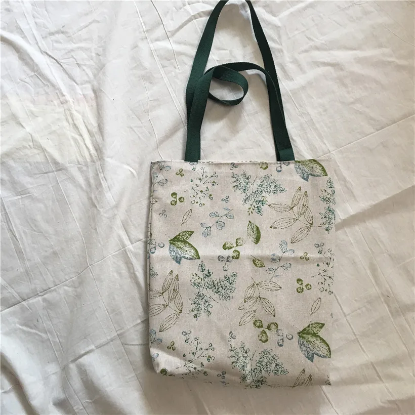 YILE Cotton Linen 2 Sided Eco Shopping Tote Shoulder Bag Green Olive Leaf 8530-6 | Багаж и сумки