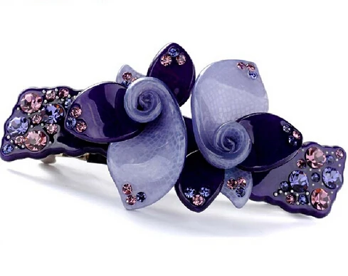 

New Product Hair Accessories For Women Acrylic Rhinestone Crystal Elegant Flower Clips For Hair Head Jewelry Hairpin