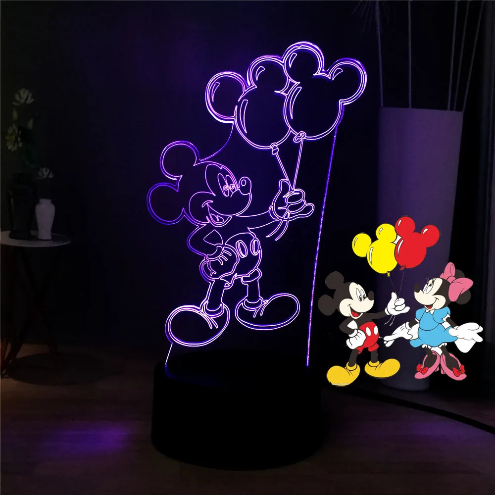 3D милая мультяшная Ночная лампа для девочек с изображением Минни Микки
