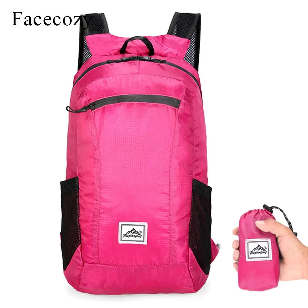 Facecozy, унисекс, открытый водонепроницаемый рюкзак, Складная портативная сумка, 20л, светильник, Спортивная складная сумка для мужчин и женщин, походная Сумка для кемпинга - Цвет: Rose Red