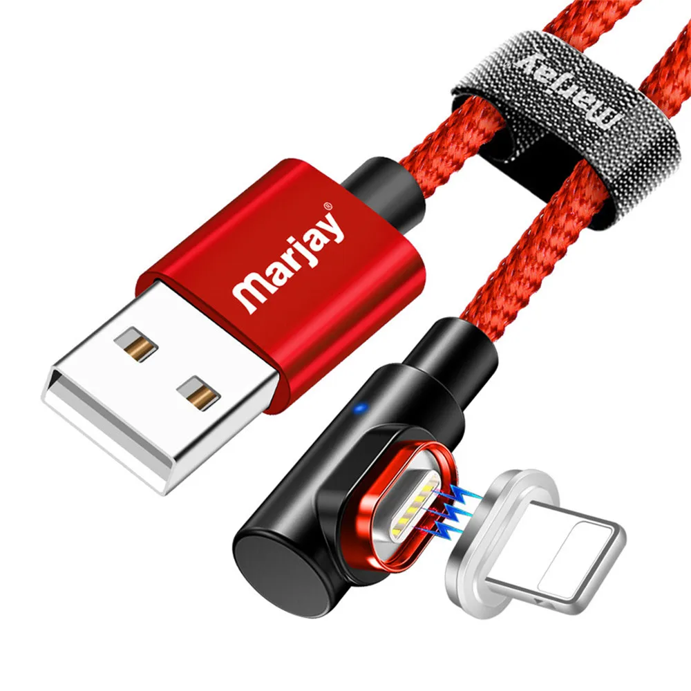 Marjay USB кабель магнитное зарядное устройство для iPhone X 8 7 Micro USB Магнитный кабель type C для huawei p30 pro USB C кабель для быстрой зарядки - Цвет: Red for iPhone