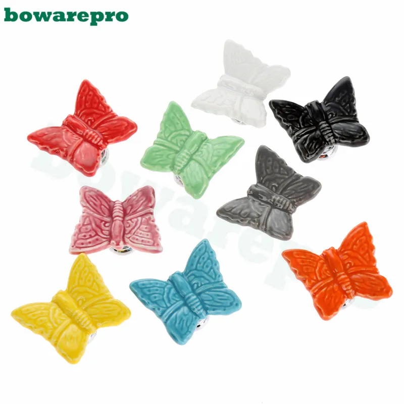 Ручка дверная керамическая с мультяшным Рисунком бабочки 3 см x 5 см|knob pull handle|ceramic