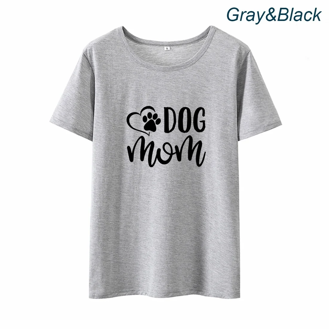 

Dog Mom Shirt Women O-neck Short Sleeve Graphic Tee Shirt Femme Cotton Loose Black White T Shirt Women Top