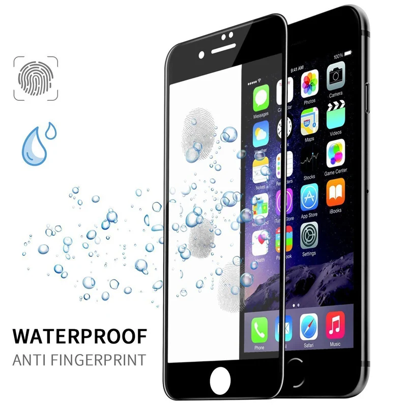 9H 3D пленка из закаленного стекла для iPhone 8, 7, 6, 6S Plus, 5S, SE, 5C, 5, изогнутая, без белых краев, полная защита экрана, черная, Sklo