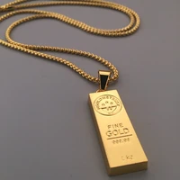 new mens fashion rectangular square bar pendant necklace gold color hip hop chain boy gift